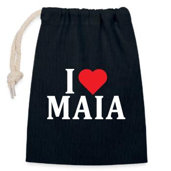 nom t-shirt I love Maia t-shirt idée cadeau - Sac cadeau en coton avec cordon (14 x 20 cm) - bleu marine - Devant