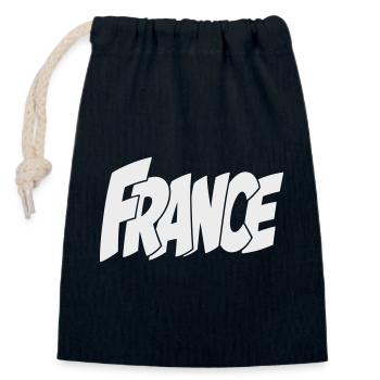 Frankreich, France Bold Comic Typography - Verschließbarer Geschenkbeutel aus Baumwolle (14x20cm) - Navy - Vorne
