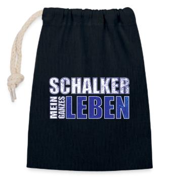 Schalker mein ganzes Leben - Verschließbarer Geschenkbeutel aus Baumwolle (14x20cm) - Navy - Vorne