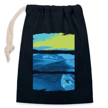 Mer du Paysage Bleu-Vert - Sac cadeau en coton avec cordon (14 x 20 cm) - bleu marine - Devant