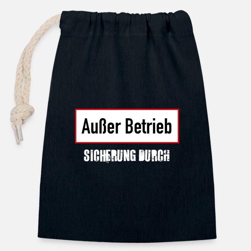 Sicherung durch - Verschließbarer Geschenkbeutel aus Baumwolle (14x20cm) - Navy