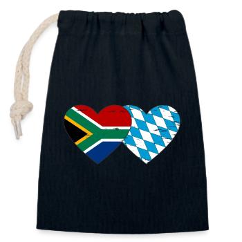 Afrique du Sud Drapeau de Bavière coeur utilisé - Sac cadeau en coton avec cordon (14 x 20 cm) - bleu marine - Devant