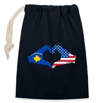 Kosovo USA Flagge Hände Herzform used - Verschließbarer Geschenkbeutel aus Baumwolle (14x20cm) - Navy - Vorne