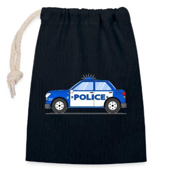 Police Blue and White - Closable cotton gift bag (14x20cm) - navy - Front