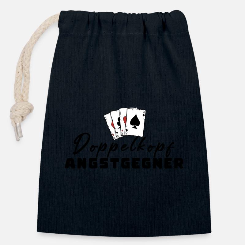 Doppelkopf Angstgegner - Verschließbarer Geschenkbeutel aus Baumwolle (14x20cm) - Navy
