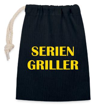 Seriengriller - die Lizenz zum Grillen Grillchef - Verschließbarer Geschenkbeutel aus Baumwolle (14x20cm) - Navy - Vorne