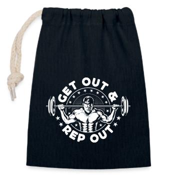 Dynamophilie Bodybuilders Sortez et rep Out Gym - Sac cadeau en coton avec cordon (14 x 20 cm) - bleu marine - Devant