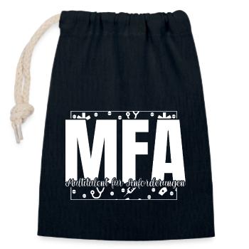 Assistant médical multi-talents MFA - Sac cadeau en coton avec cordon (14 x 20 cm) - bleu marine - Devant