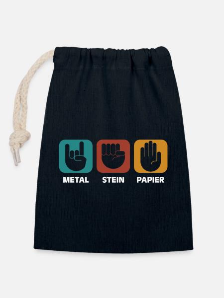 Metal Stein Papier - Verschließbarer Geschenkbeutel aus Baumwolle (14x20cm) - Navy