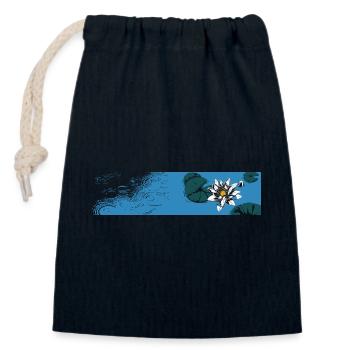 Blue Water Lily on the Water - Closable cotton gift bag (14x20cm) - navy - Front