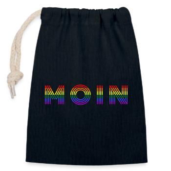MOIN Rainbow - Sac cadeau en coton avec cordon (14 x 20 cm) - bleu marine - Devant