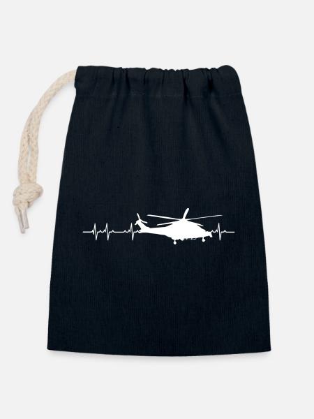 Hubschrauber Helikopter Herzschlag Pilot - Verschließbarer Geschenkbeutel aus Baumwolle (14x20cm) - Navy
