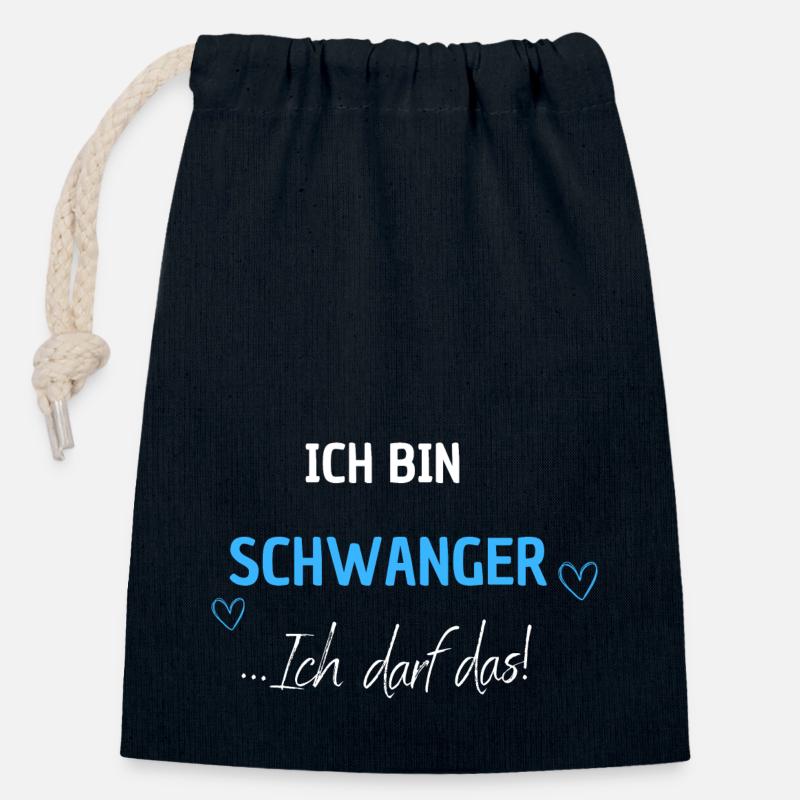Für die Schwangerschaft - ich darf das. Junge - Verschließbarer Geschenkbeutel aus Baumwolle (14x20cm) - Navy