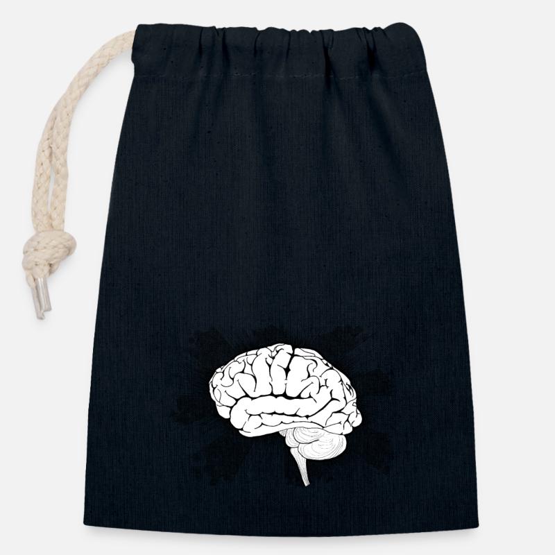 Brain Funfair Doodle Design - Closable cotton gift bag (14x20cm) - navy