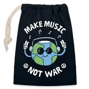 Faire de la musique, pas la guerre - Sac cadeau en coton avec cordon (14 x 20 cm) - bleu marine - Devant