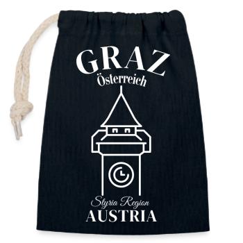 Graz, Autriche, Autriche, Région de Styrie - Sac cadeau en coton avec cordon (14 x 20 cm) - bleu marine - Devant