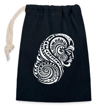 Complex Maori Tattoo Design Kiwi Heritage Ink - Closable cotton gift bag (14x20cm) - navy - Front