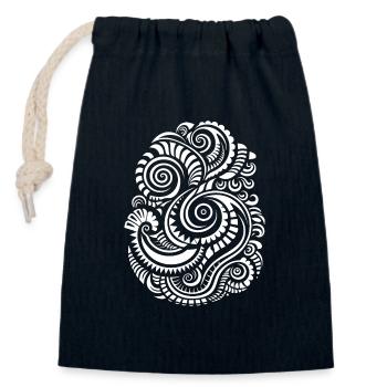 Expressive Maori Tattoo Art - Wave Pattern - Closable cotton gift bag (14x20cm) - navy - Front