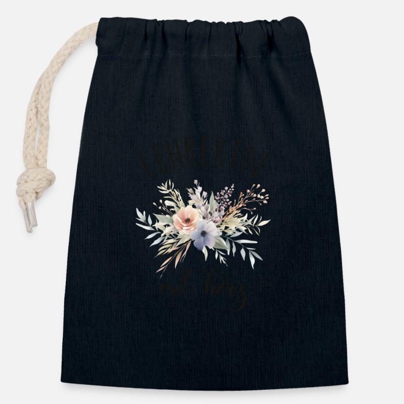Lehrerin mit Herz - personalisierbar - Verschließbarer Geschenkbeutel aus Baumwolle (14x20cm) - Navy