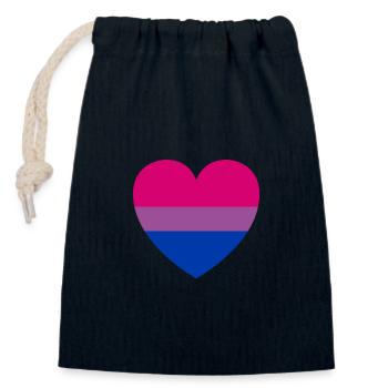 Bisexueller Stolz Flagge Herzform, Bi Stolz - Verschließbarer Geschenkbeutel aus Baumwolle (14x20cm) - Navy - Vorne