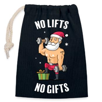 Pas de remontées mécaniques, pas de cadeaux - Salle de sport de Noël - Sac cadeau en coton avec cordon (14 x 20 cm) - bleu marine - Devant