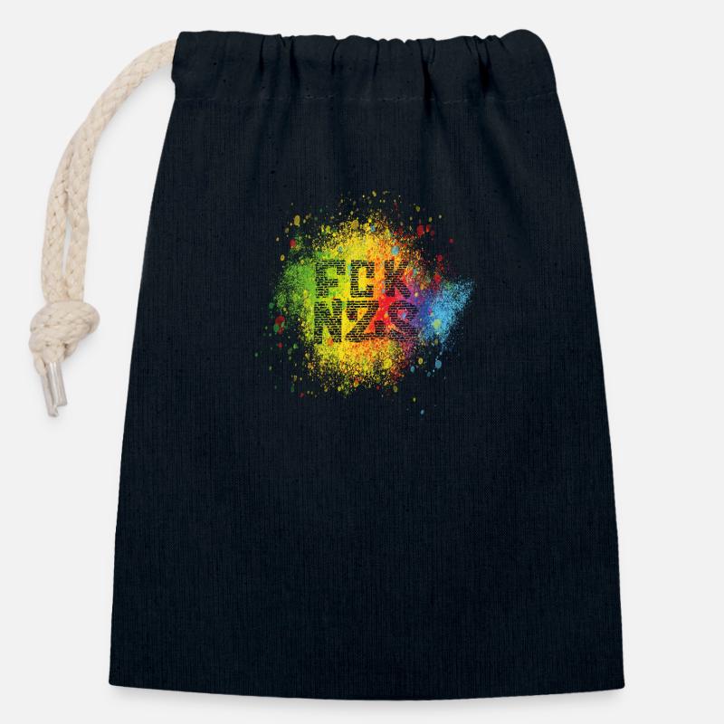 FCK NZS Wall Speckled Colours - Closable cotton gift bag (14x20cm) - navy