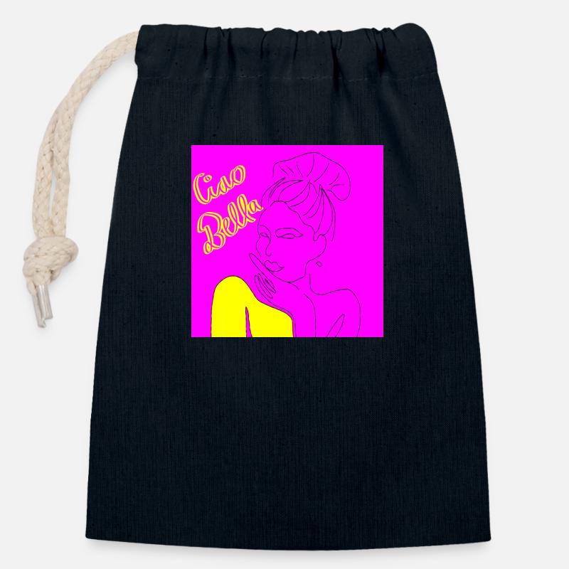 Mrs. Ciao Bella - Closable cotton gift bag (14x20cm) - navy
