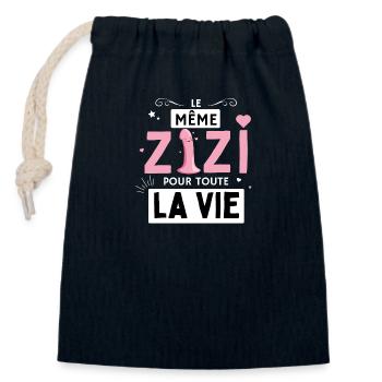 Le même zizi pour toute la vie - Sac cadeau en coton avec cordon (14 x 20 cm) - bleu marine - Devant