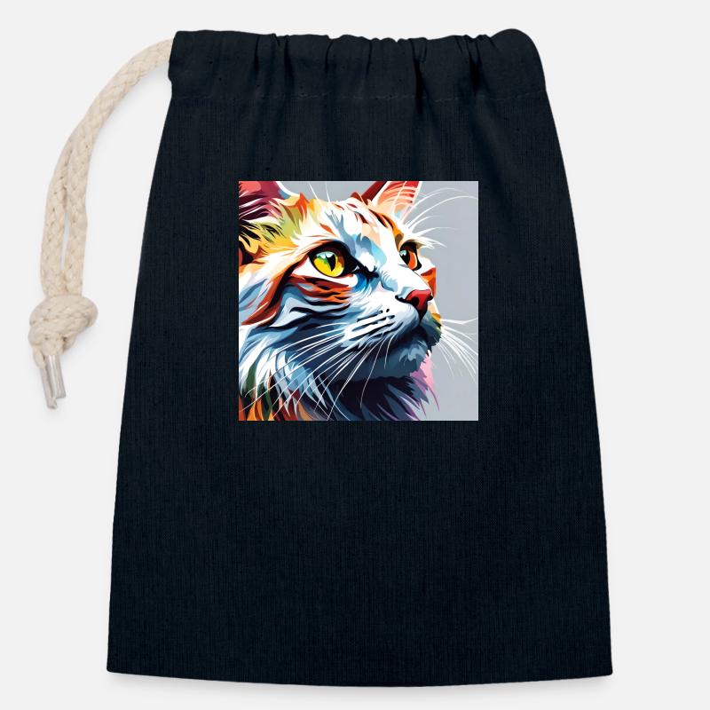 Katze weissrot - Verschließbarer Geschenkbeutel aus Baumwolle (14x20cm) - Navy