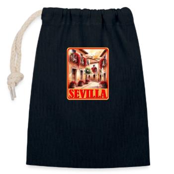 Séville, Andalousie - Sac cadeau en coton avec cordon (14 x 20 cm) - bleu marine - Devant