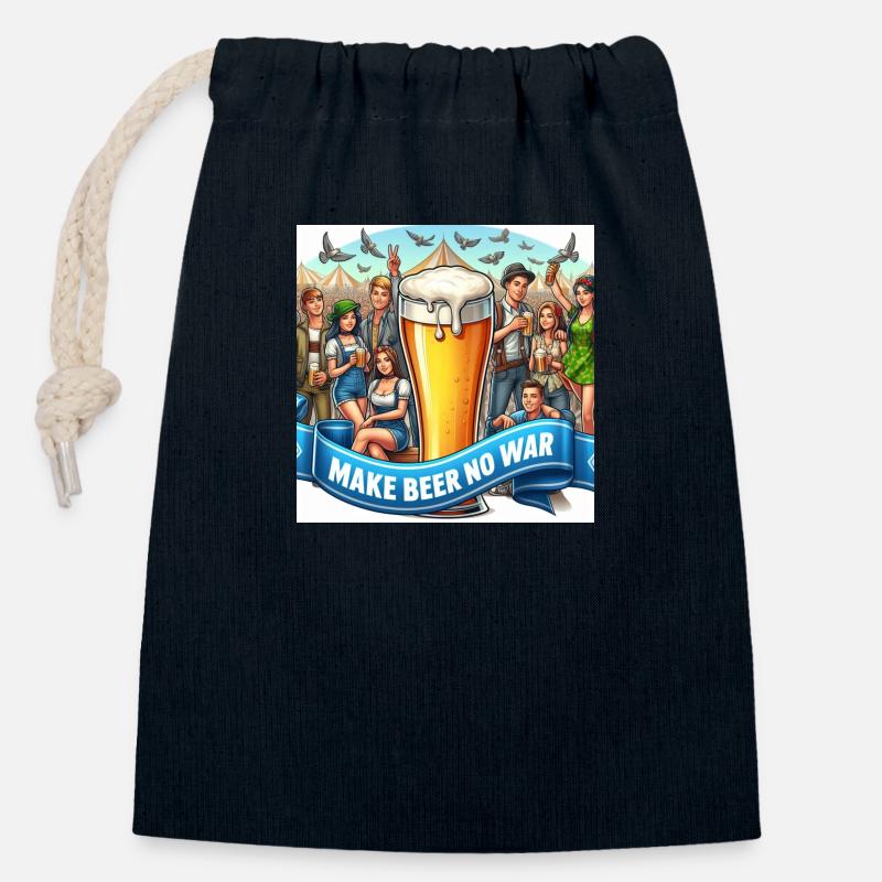 Make Beer no War 6 - Verschließbarer Geschenkbeutel aus Baumwolle (14x20cm) - Navy