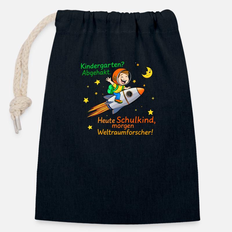 Mission Schulkind - Verschließbarer Geschenkbeutel aus Baumwolle (14x20cm) - Navy