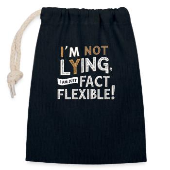 i am not lying, i am just fact flexible - Closable cotton gift bag (14x20cm) - navy - Front