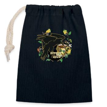 Always the Crow Design One - Closable cotton gift bag (14x20cm) - navy - Front
