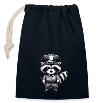 Officier Raccoon - Police - Sac cadeau en coton avec cordon (14 x 20 cm) - bleu marine - Devant