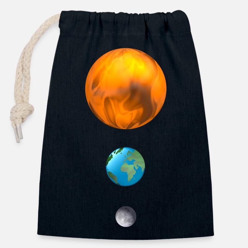 Feuerkugel Erde Mond Sonne - Verschließbarer Geschenkbeutel aus Baumwolle (14x20cm) - Navy