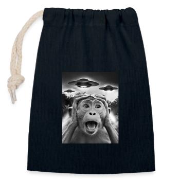Drôle Singe Graphique OVNI Bizarre - Sac cadeau en coton avec cordon (14 x 20 cm) - bleu marine - Devant