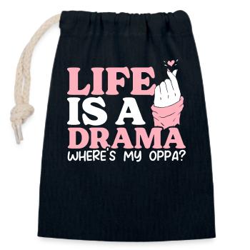 Drame Kdrama coréen drôle, - Sac cadeau en coton avec cordon (14 x 20 cm) - bleu marine - Devant
