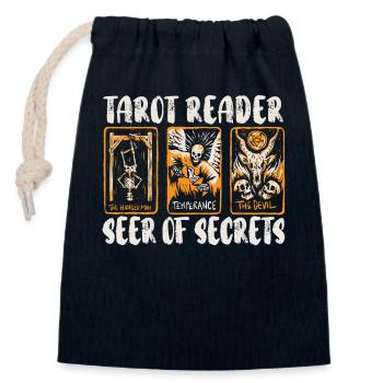 Tarot card reader, cartomant enthusiast, - Closable cotton gift bag (14x20cm) - navy - Front