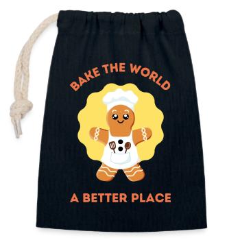 Rendre le monde meilleur - Sac cadeau en coton avec cordon (14 x 20 cm) - bleu marine - Devant