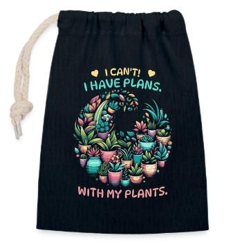 Jardiniers et amoureux des plantes avec des plantes de balcon - Sac cadeau en coton avec cordon (14 x 20 cm) - bleu marine - Devant