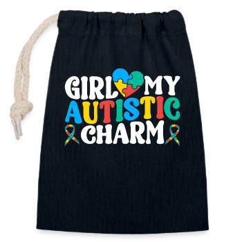 Drôle Autisme Neurodiversité Autiste - Sac cadeau en coton avec cordon (14 x 20 cm) - bleu marine - Devant