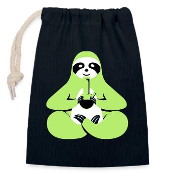 Paresseux de cannabis - Sac cadeau en coton avec cordon (14 x 20 cm) - bleu marine - Devant