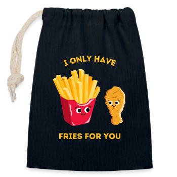 Je n’ai que des frites pour toi - Fast food love - Sac cadeau en coton avec cordon (14 x 20 cm) - bleu marine - Devant