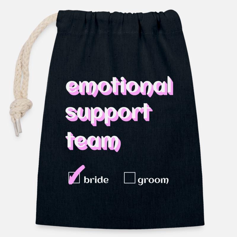 emotional support team for dark backgrounds - Closable cotton gift bag (14x20cm) - navy