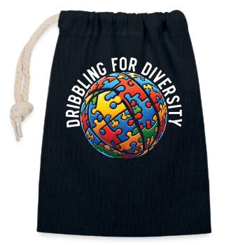 Joueur de basket-ball autiste - Sac cadeau en coton avec cordon (14 x 20 cm) - bleu marine - Devant