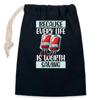 Don de sang Éducation Donner du sang - Sac cadeau en coton avec cordon (14 x 20 cm) - bleu marine - Devant
