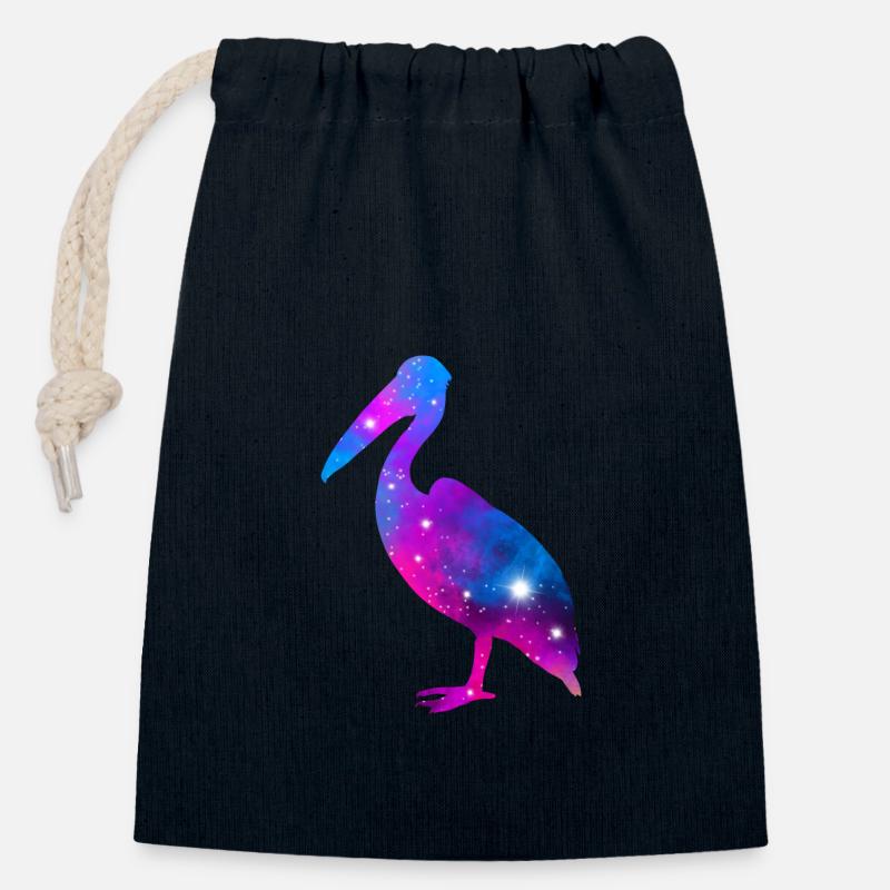 Galaxy Pelican - Closable cotton gift bag (14x20cm) - navy