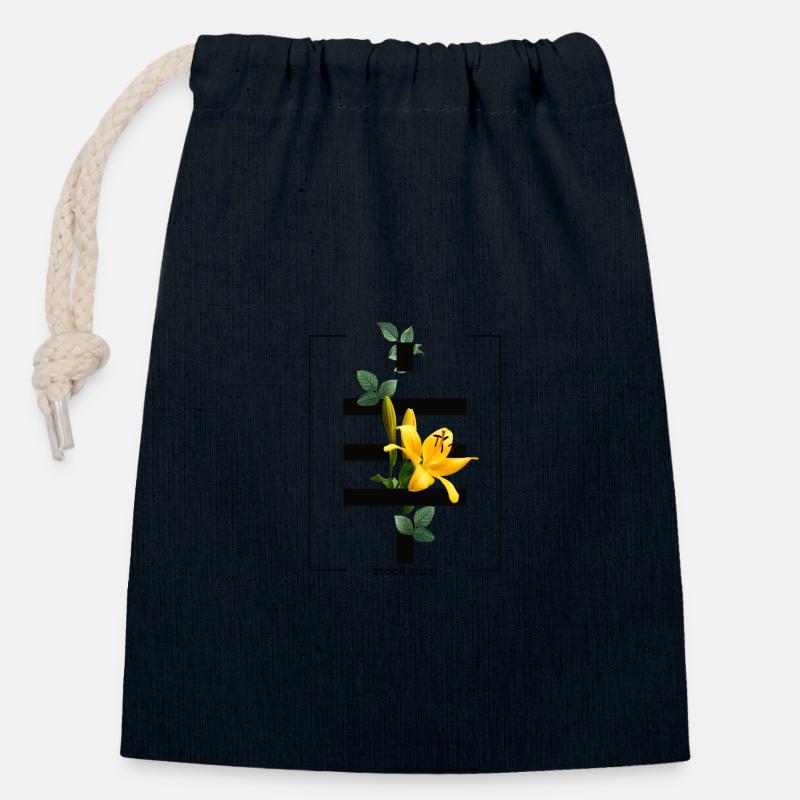 Blumen Bitcoin Crypto Satoshis Symbol 21 - Verschließbarer Geschenkbeutel aus Baumwolle (14x20cm) - Navy
