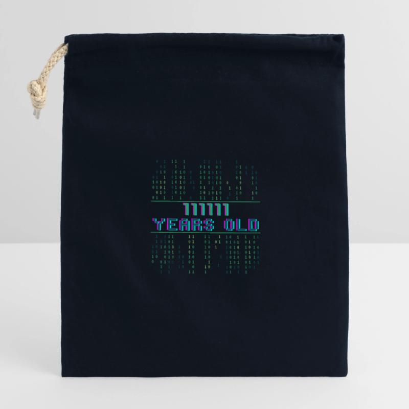63rd Birthday 63 Years Old Binary Code Coder Closable cotton gift bag (14x20cm)